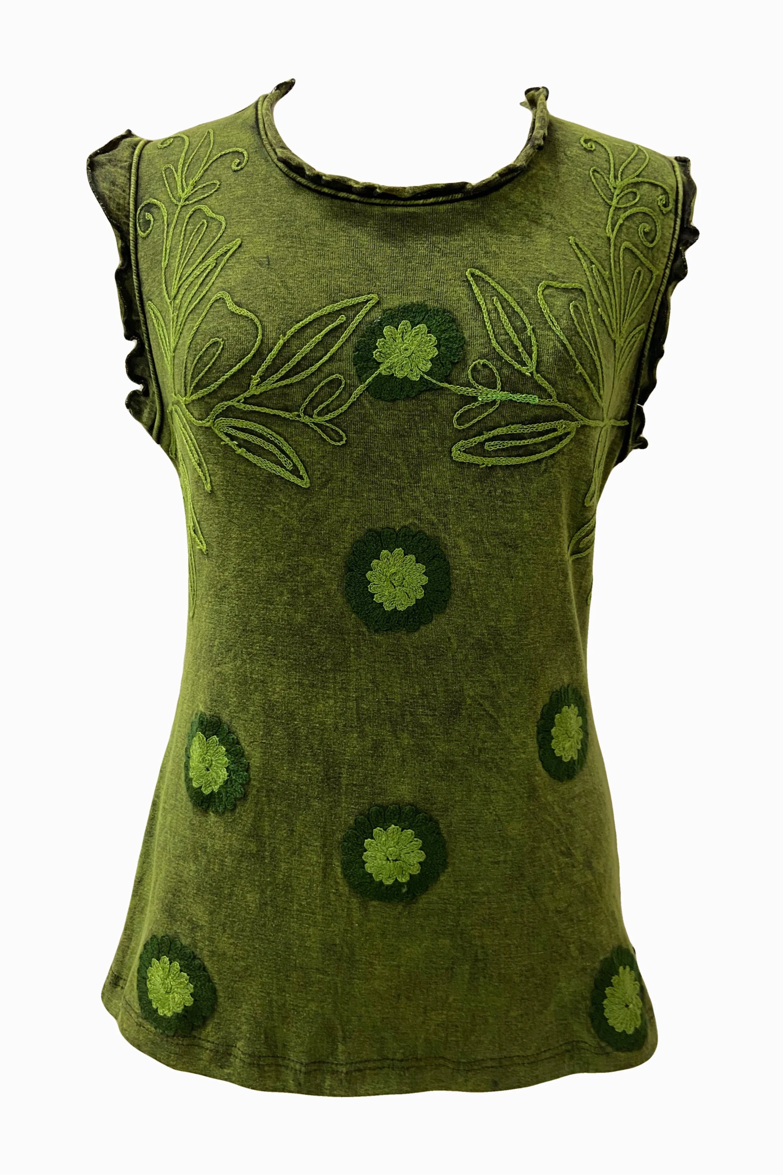 0039 RB Bohemian Knit Stonewashed Stylish Sleeveless Tank Top Blouse