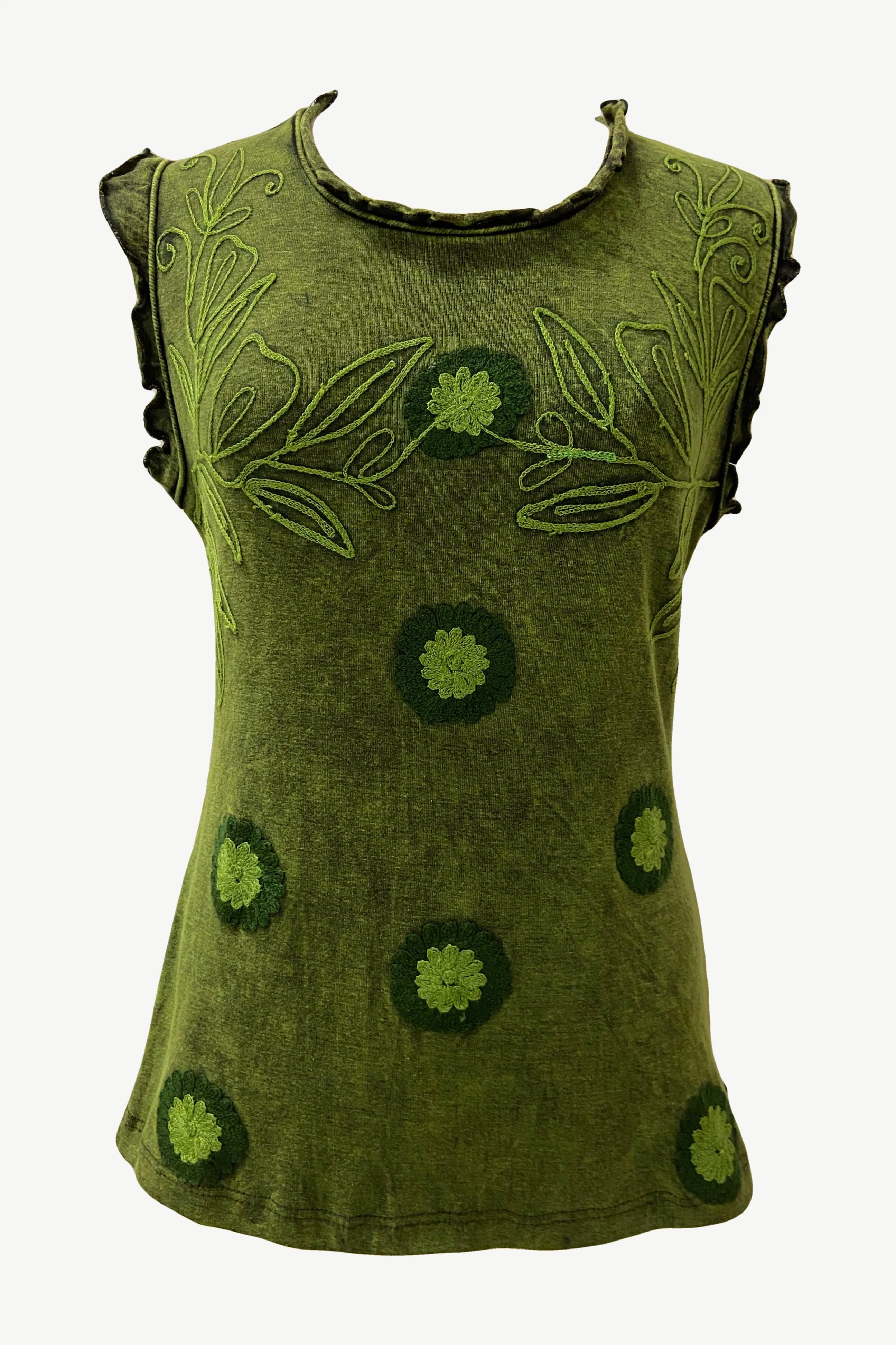 0039 RB Bohemian Knit Stonewashed Stylish Sleeveless Tank Top Blouse