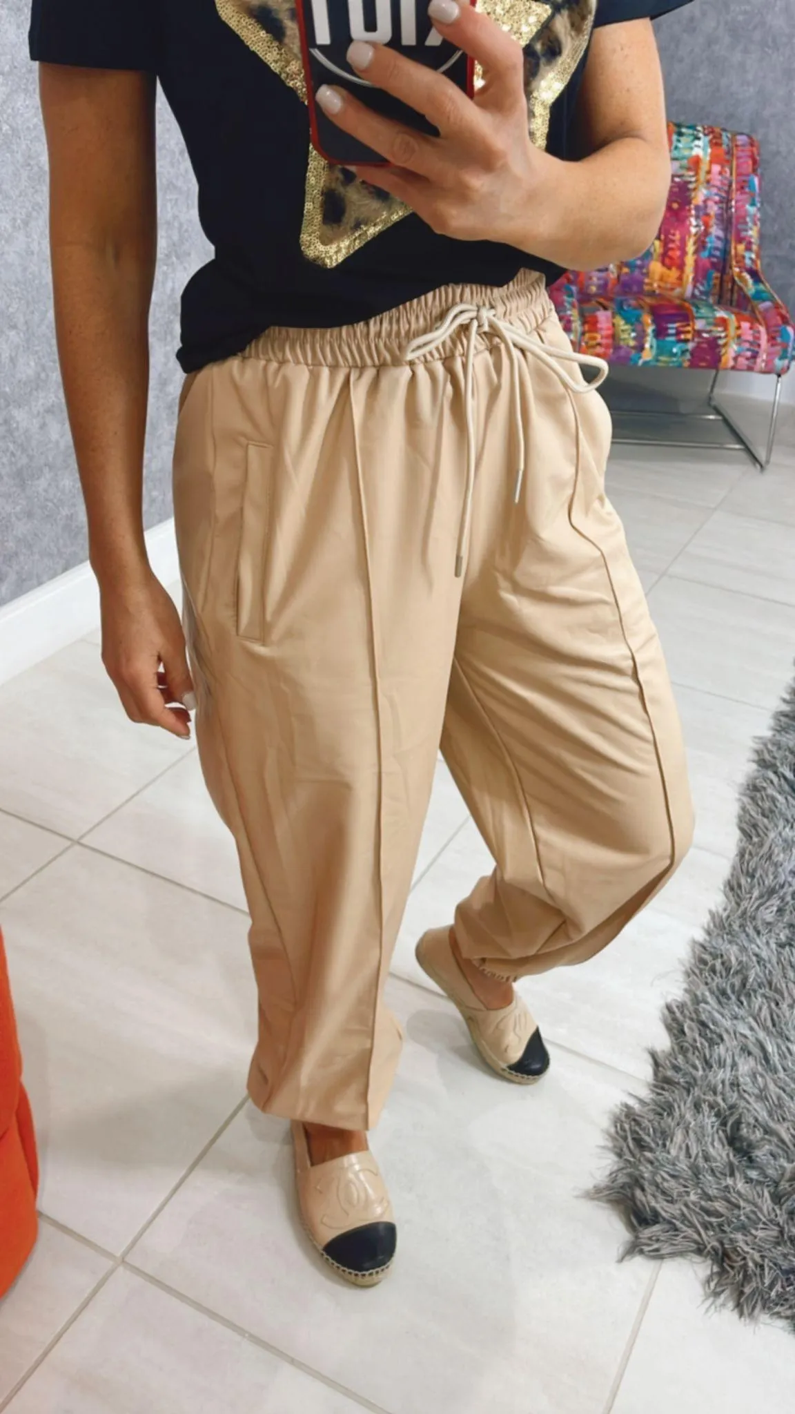 1131 Leather jogger pants