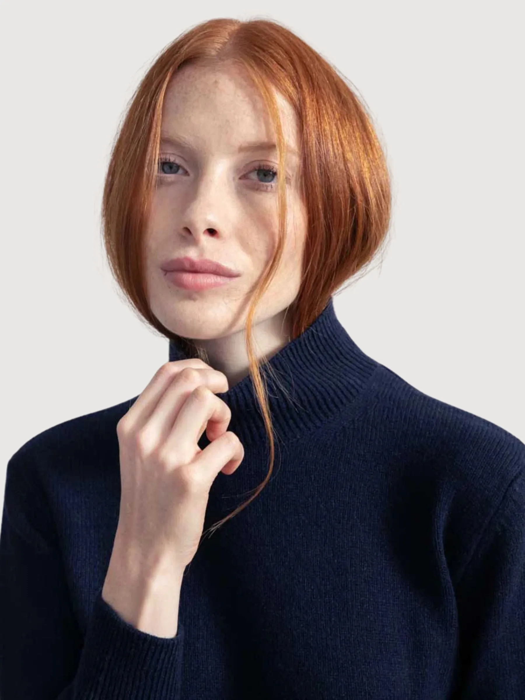 Ada Turtleneck Sweater Navy Blue  Recycled Cashmere | Rifò