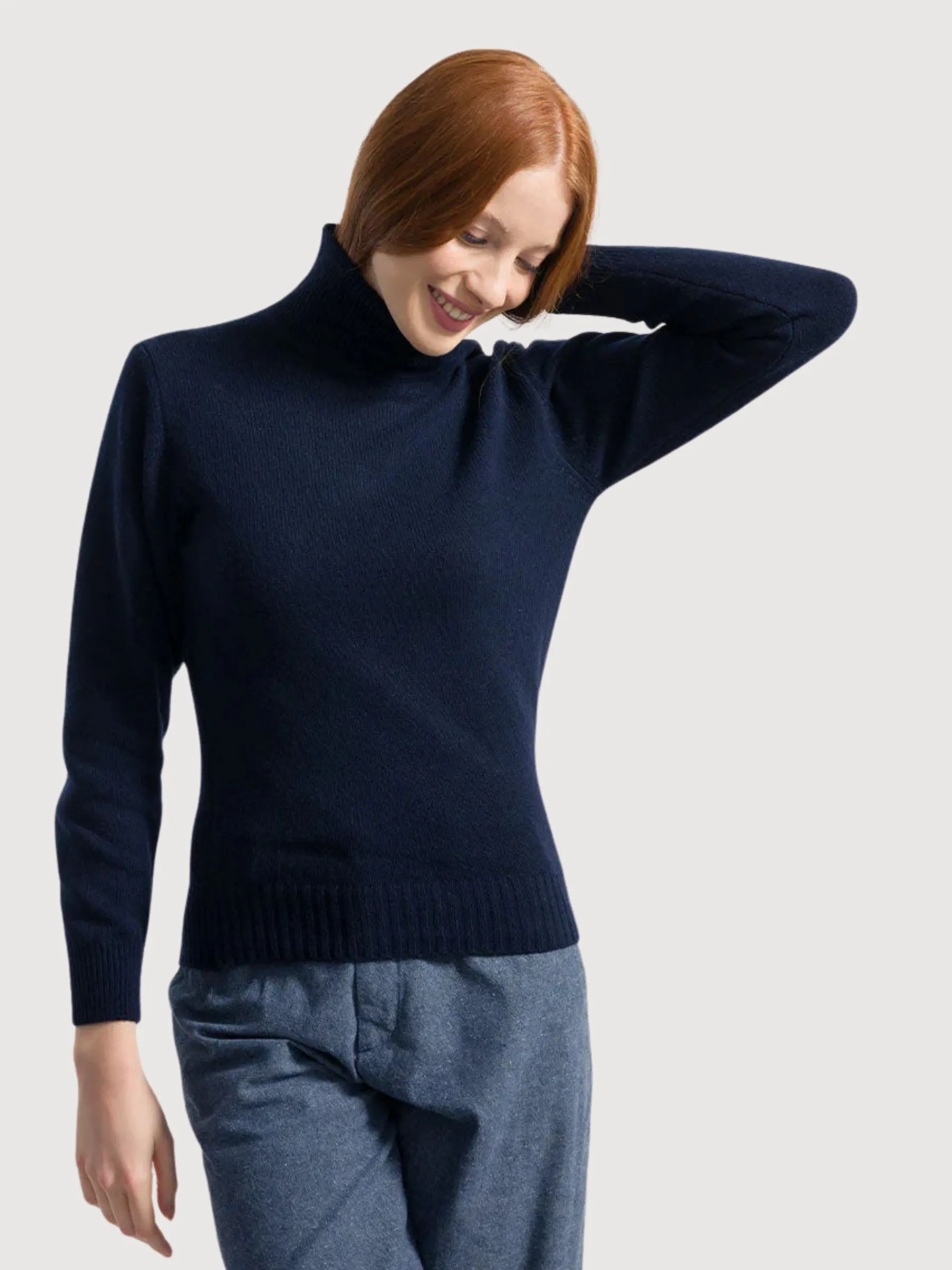 Ada Turtleneck Sweater Navy Blue  Recycled Cashmere | Rifò