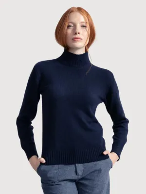 Ada Turtleneck Sweater Navy Blue  Recycled Cashmere | Rifò
