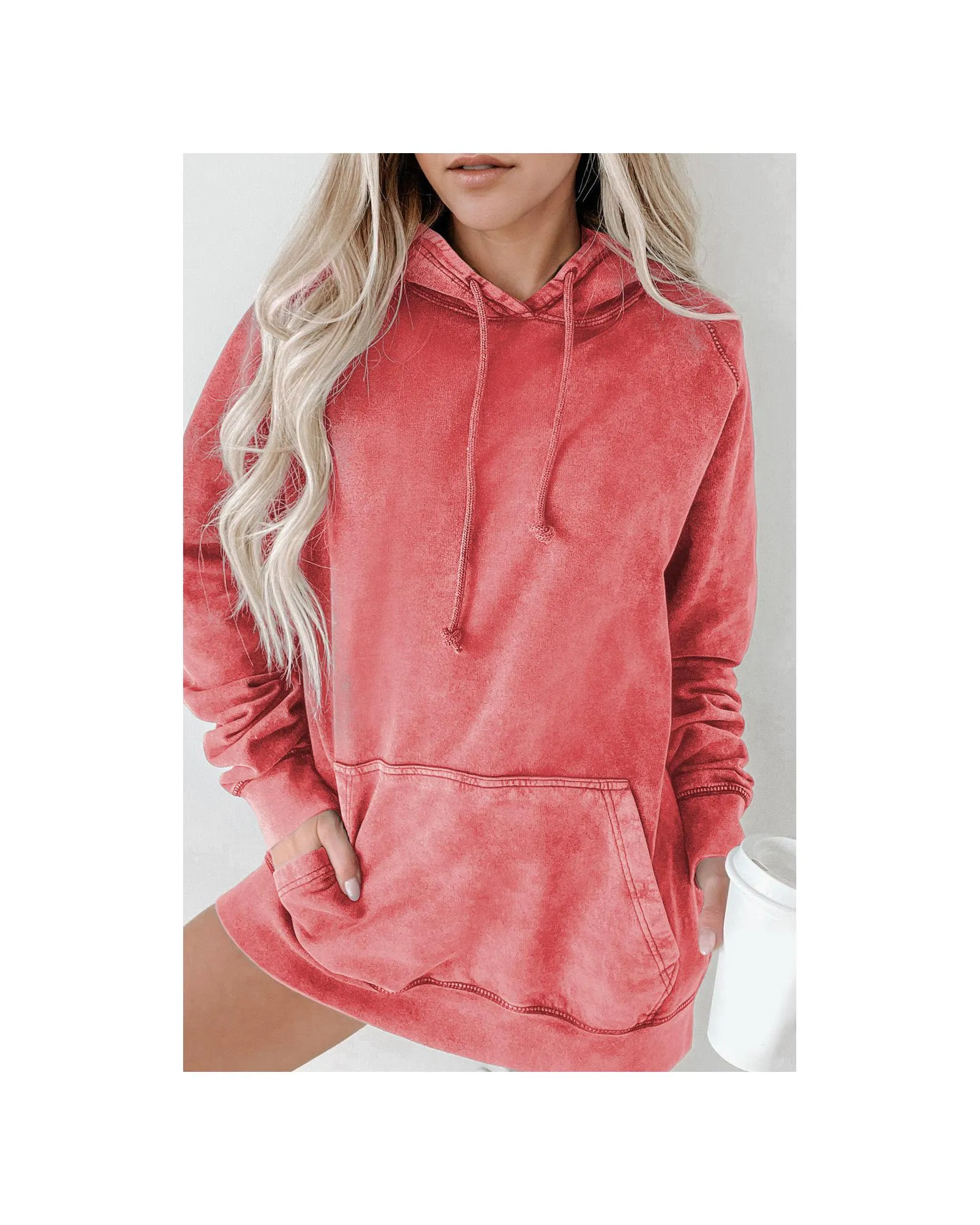 Azura Exchange Versatile Mineral Wash Hoodie with Kangaroo Pocket - L