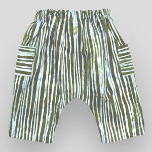 Babies' and Kids' Cotton Harem Trousers in Brown and Grey Water Edge Line