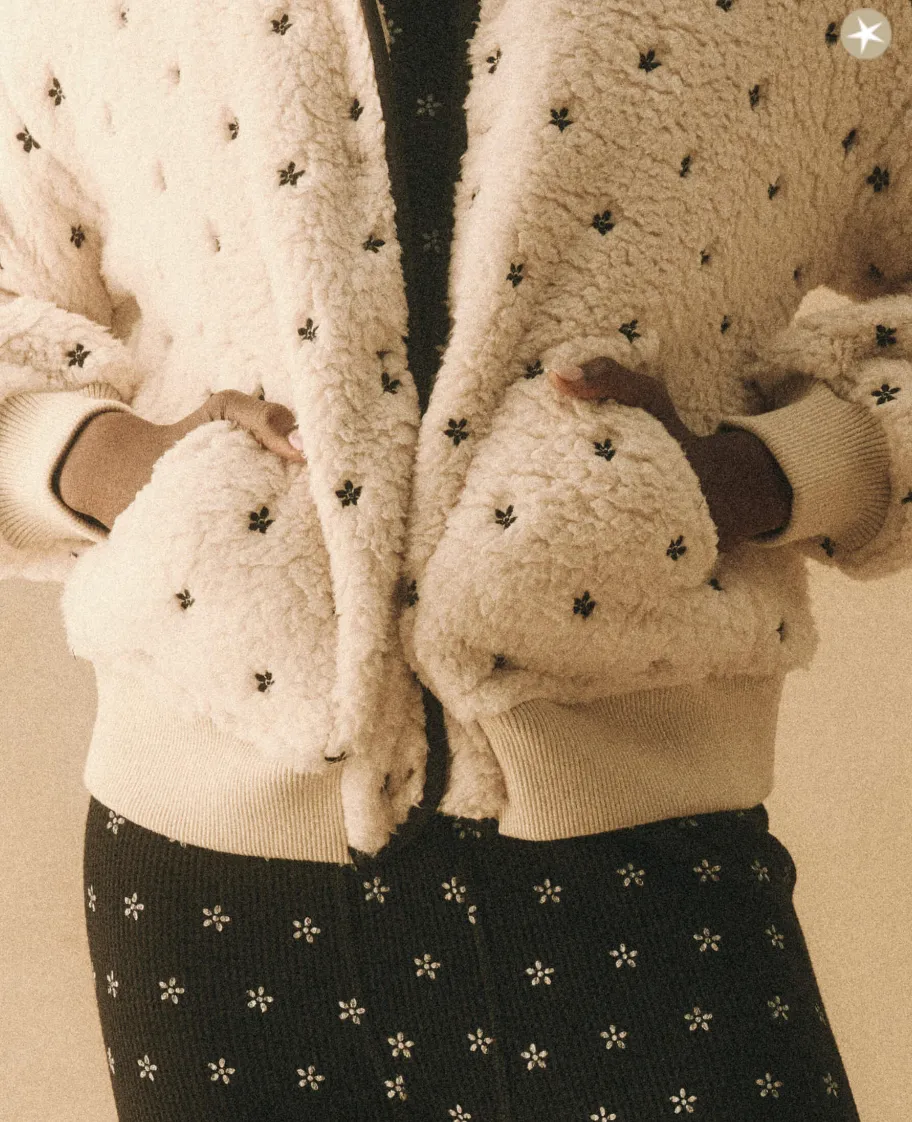 Blackbird Jacket ~ Cream W/ Black Floral Embroidery