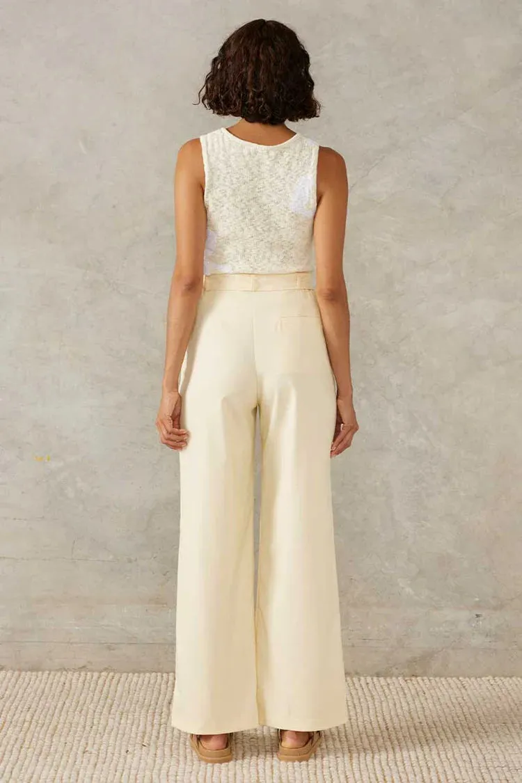 Bloom Knit Top | Lemon / White