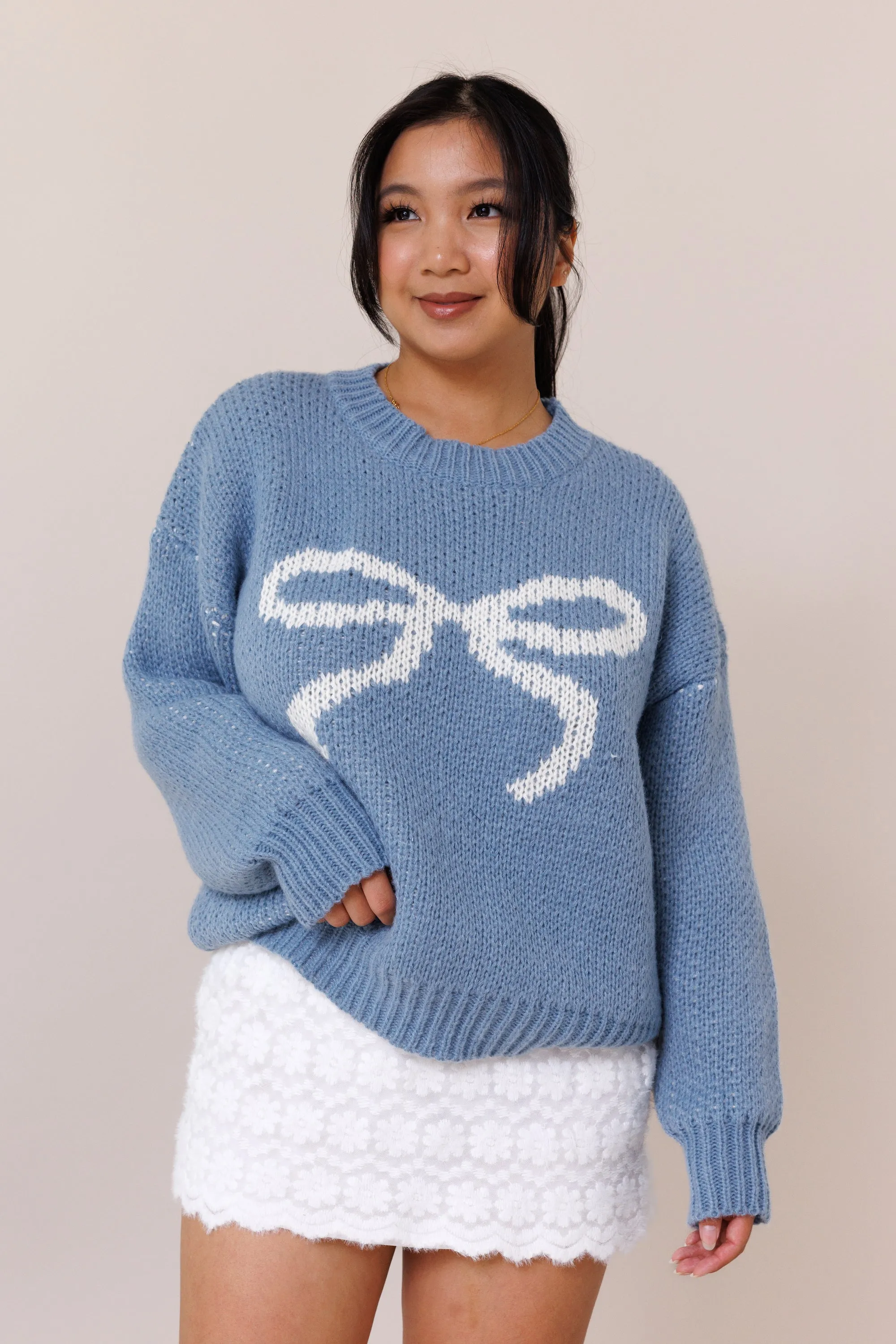 Blue Bow Sweater
