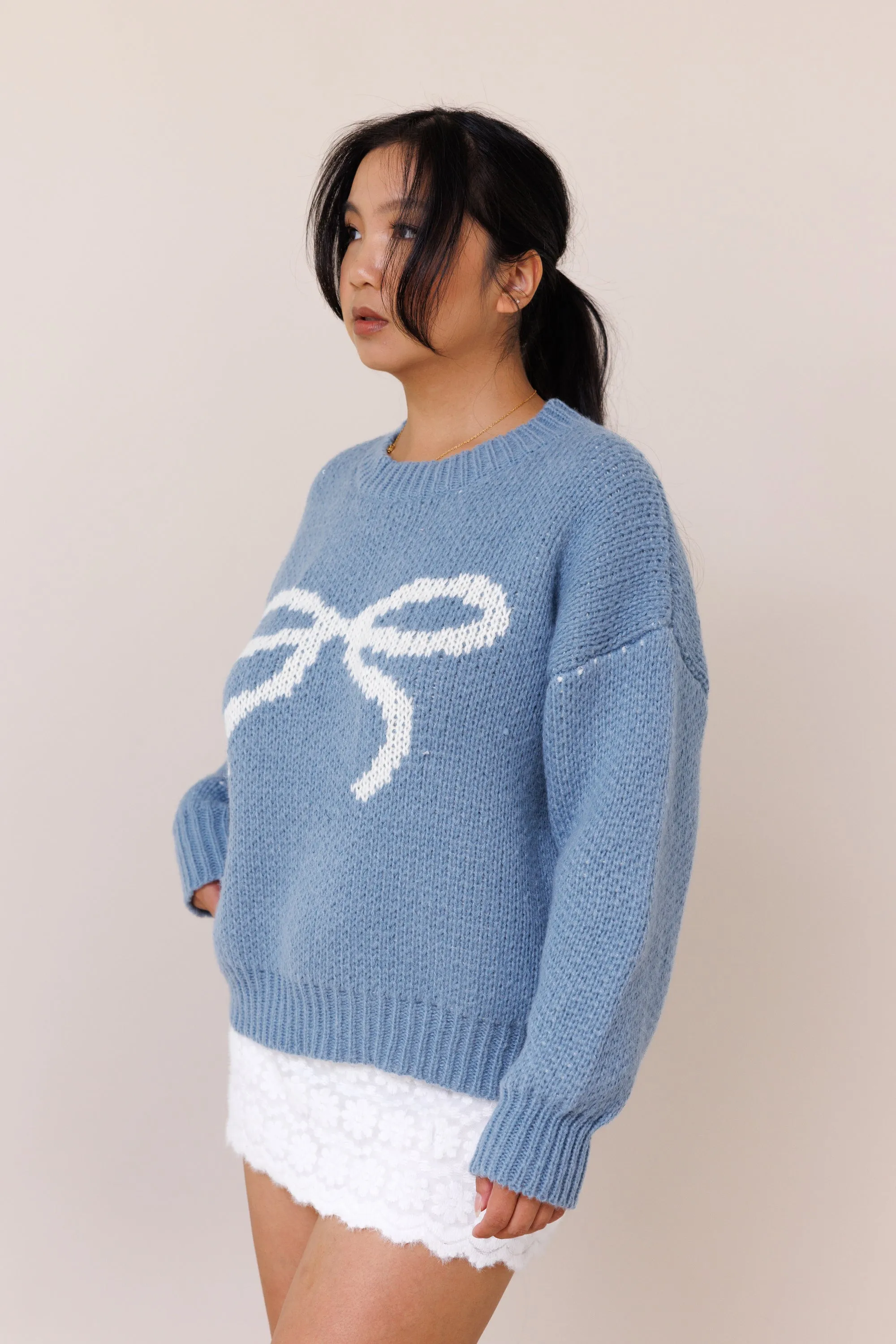 Blue Bow Sweater