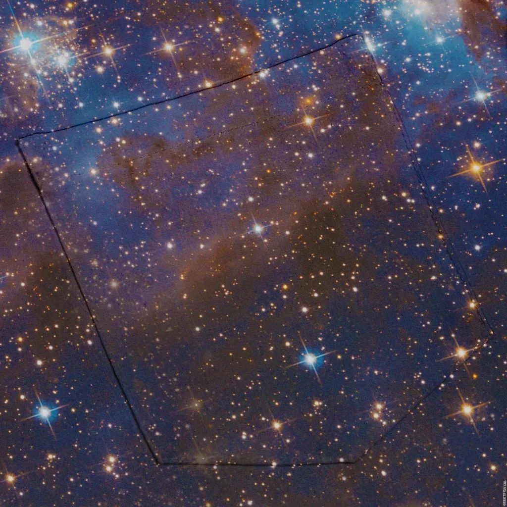 Blue Brown Galaxy Space Button Up Shirt