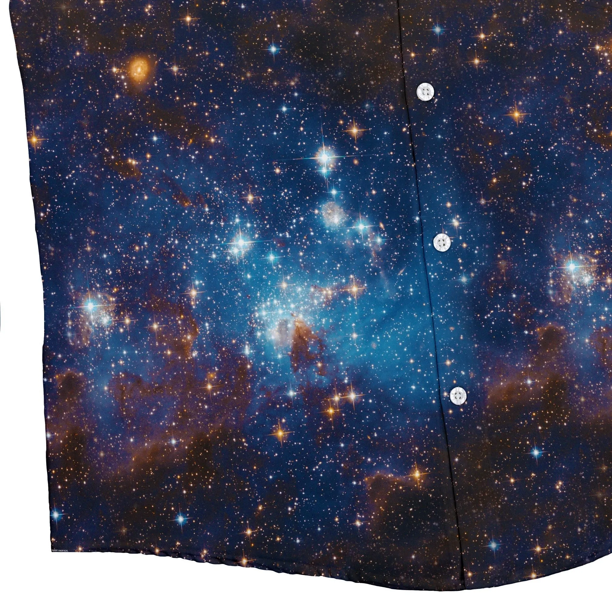 Blue Brown Galaxy Space Button Up Shirt