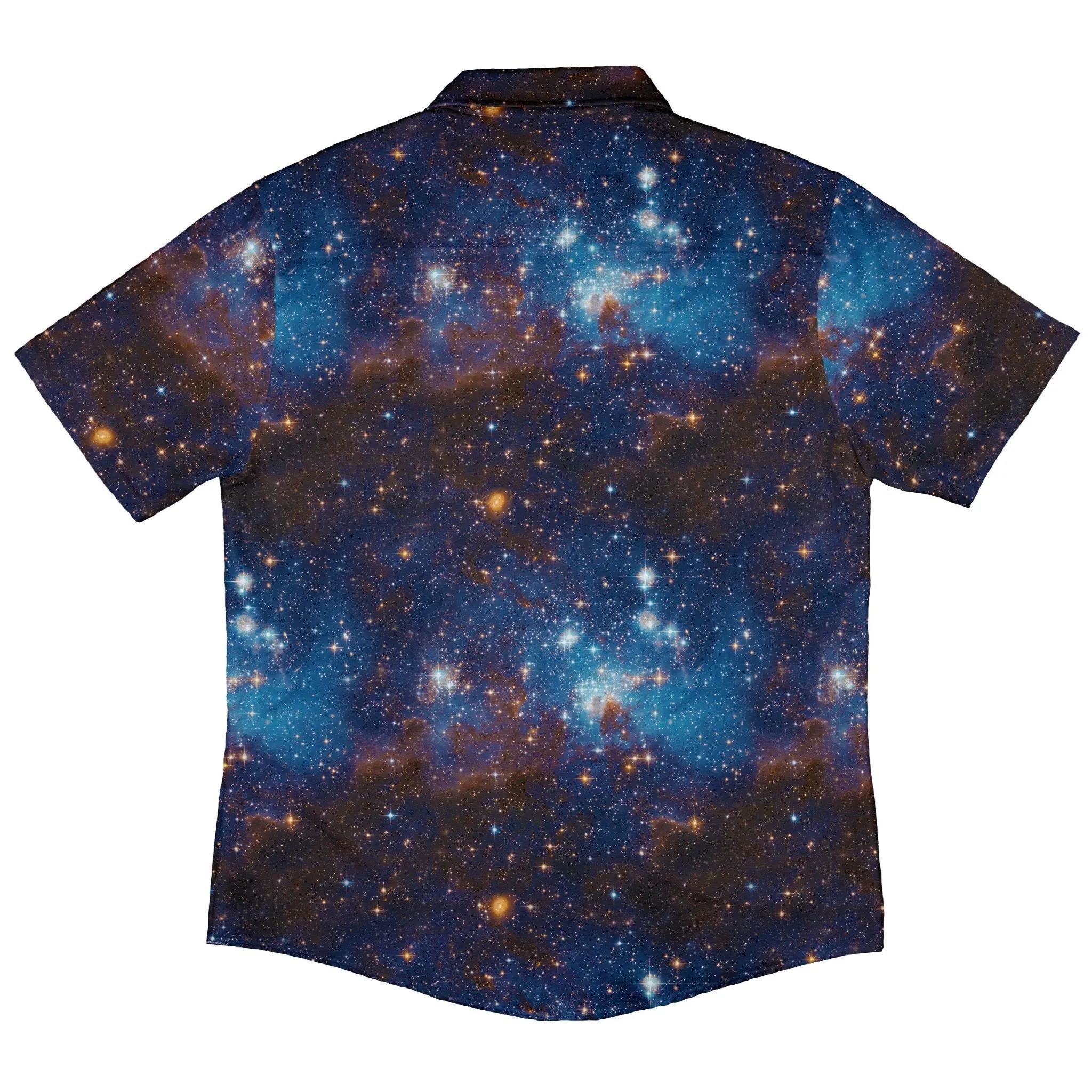 Blue Brown Galaxy Space Button Up Shirt