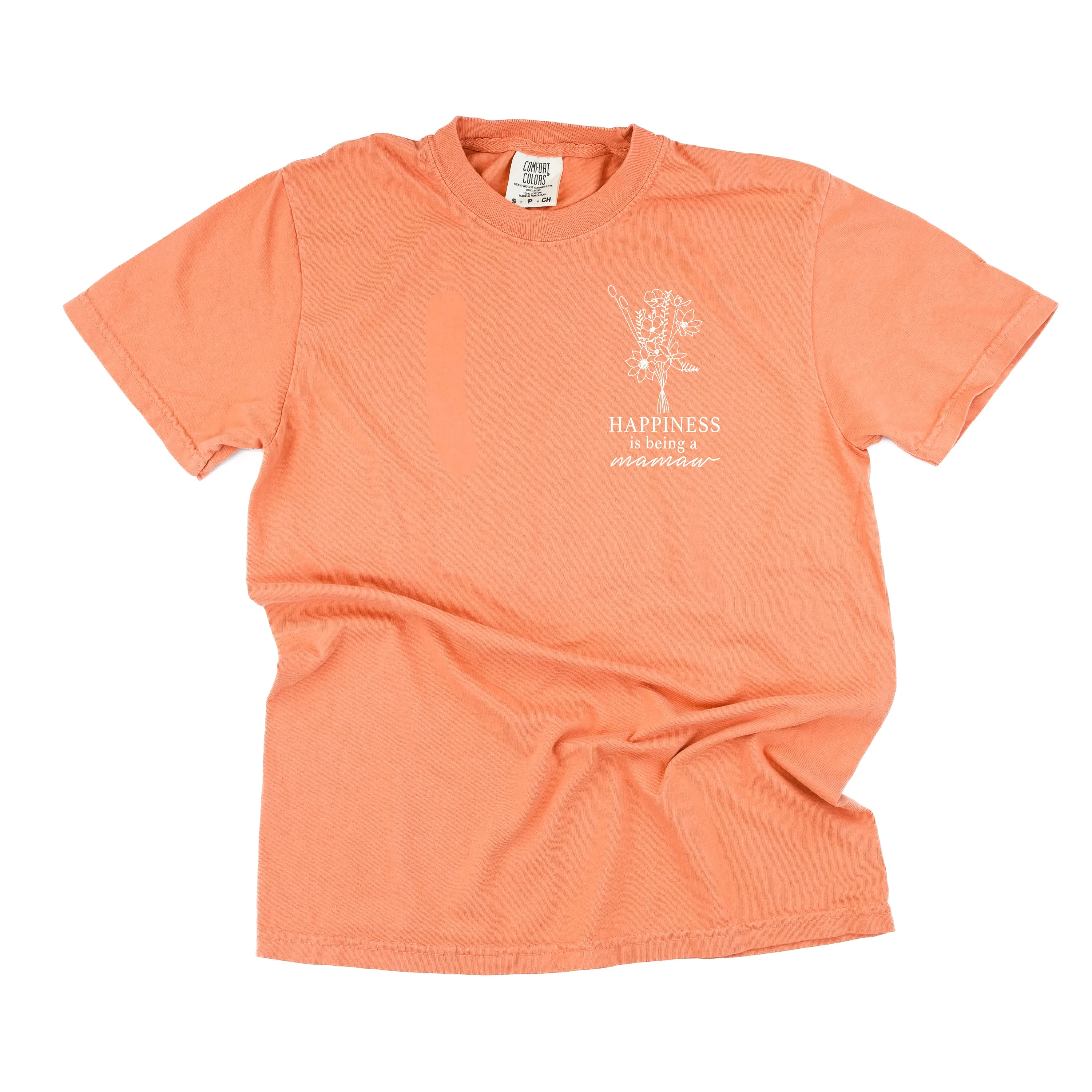Bouquet Style - Happiness is Being a MAMAW - SHORT SLEEVE COMFORT COLORS TEE