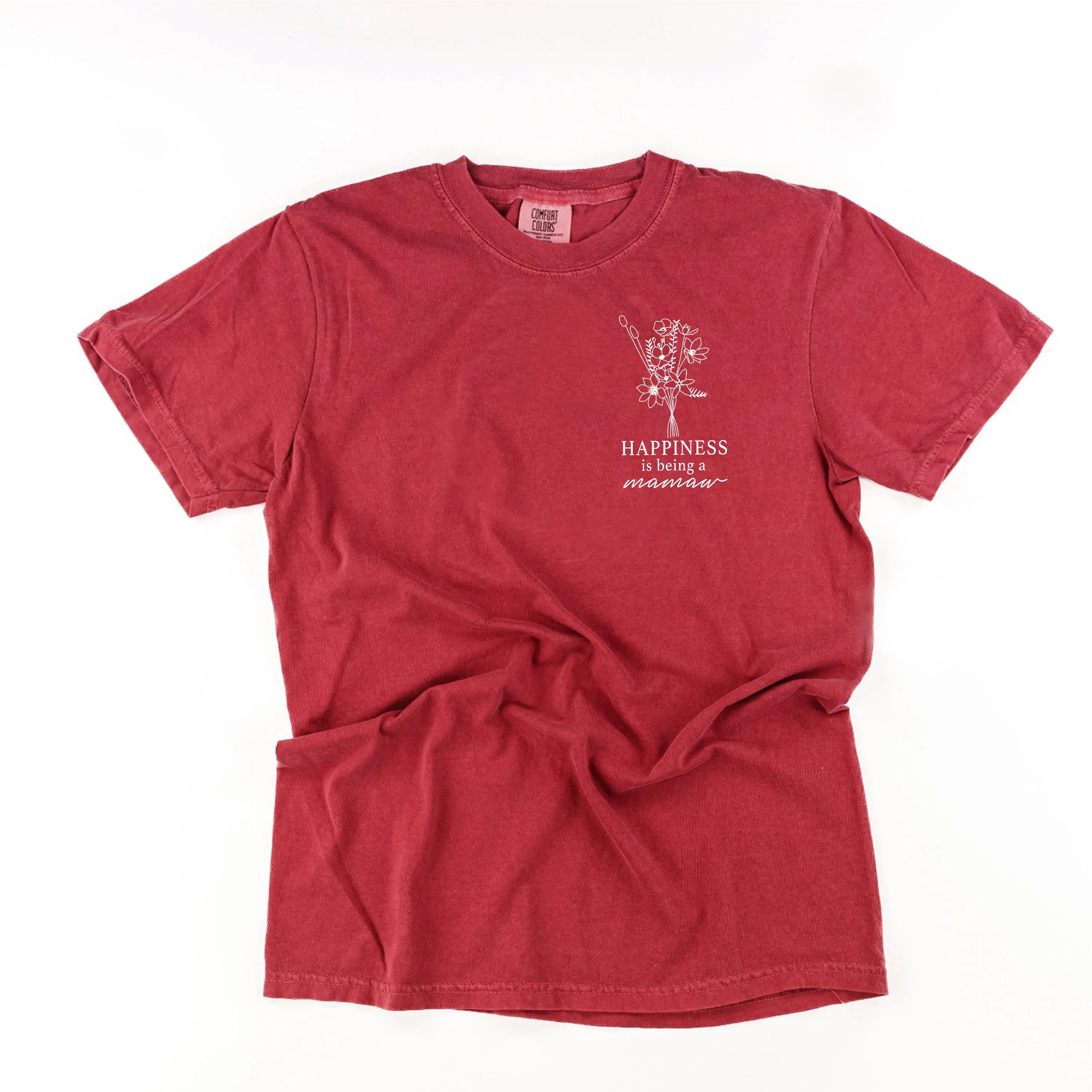 Bouquet Style - Happiness is Being a MAMAW - SHORT SLEEVE COMFORT COLORS TEE