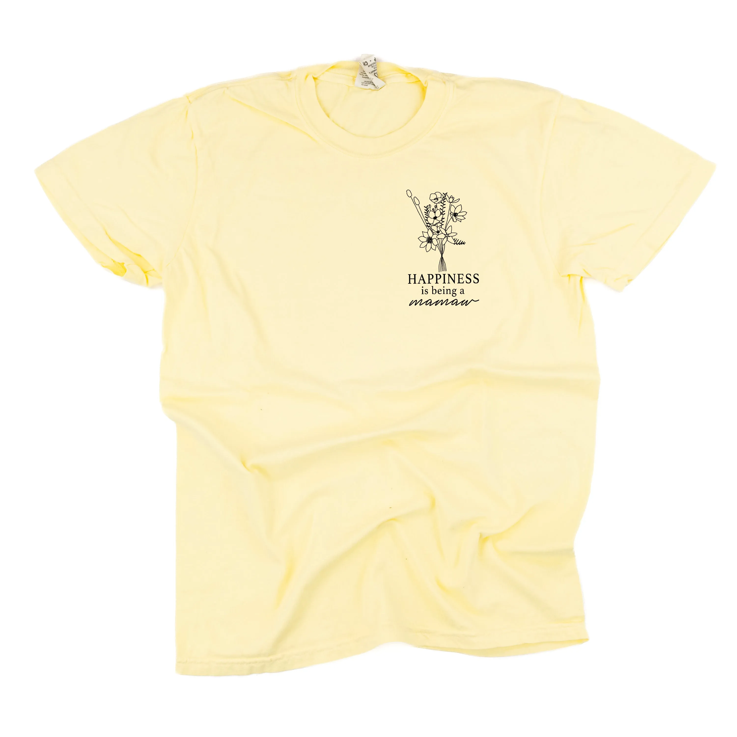 Bouquet Style - Happiness is Being a MAMAW - SHORT SLEEVE COMFORT COLORS TEE