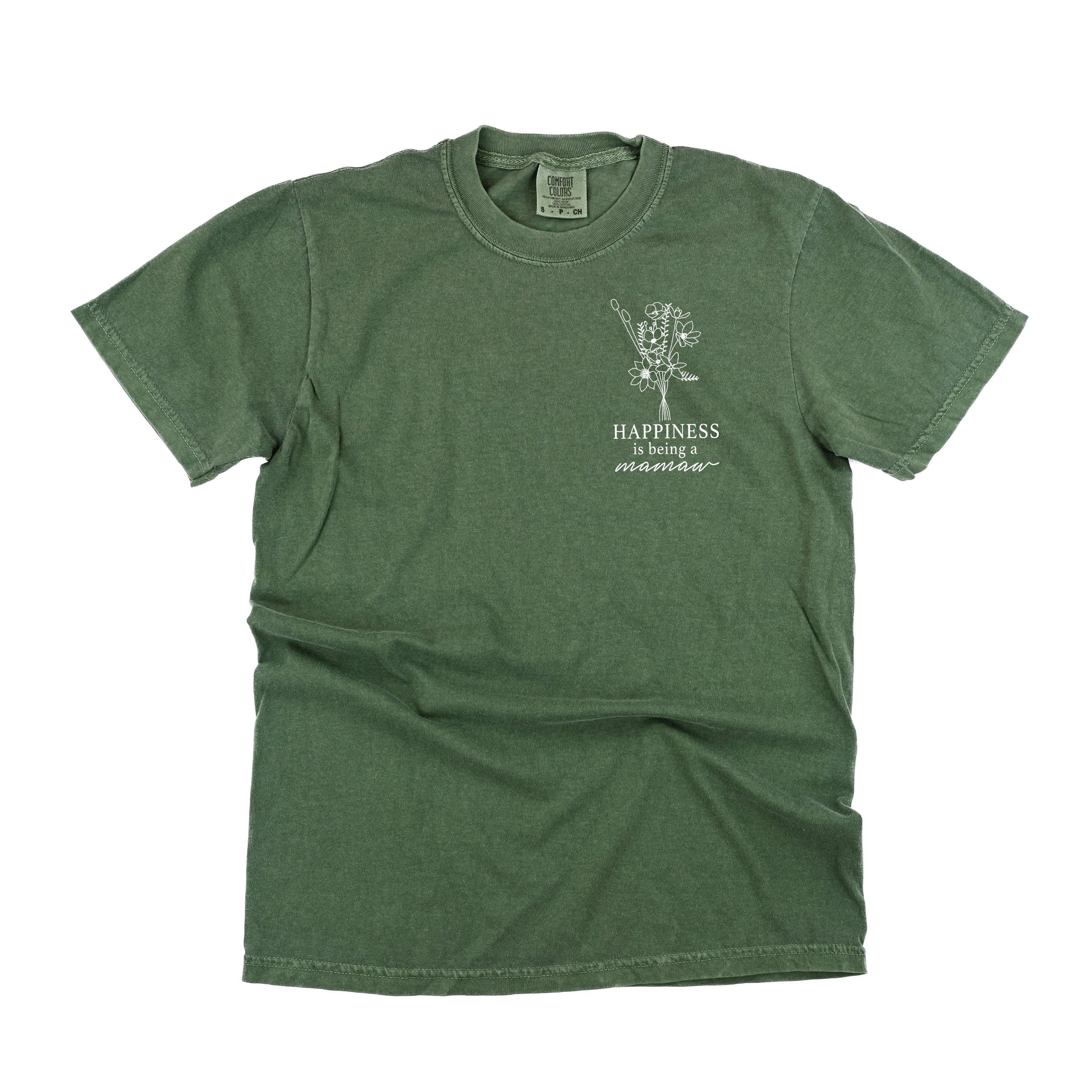 Bouquet Style - Happiness is Being a MAMAW - SHORT SLEEVE COMFORT COLORS TEE