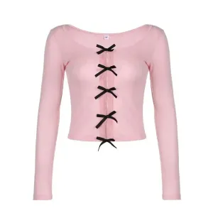 Bow Knitted Slim-fit Knitwear Crochet Sweater