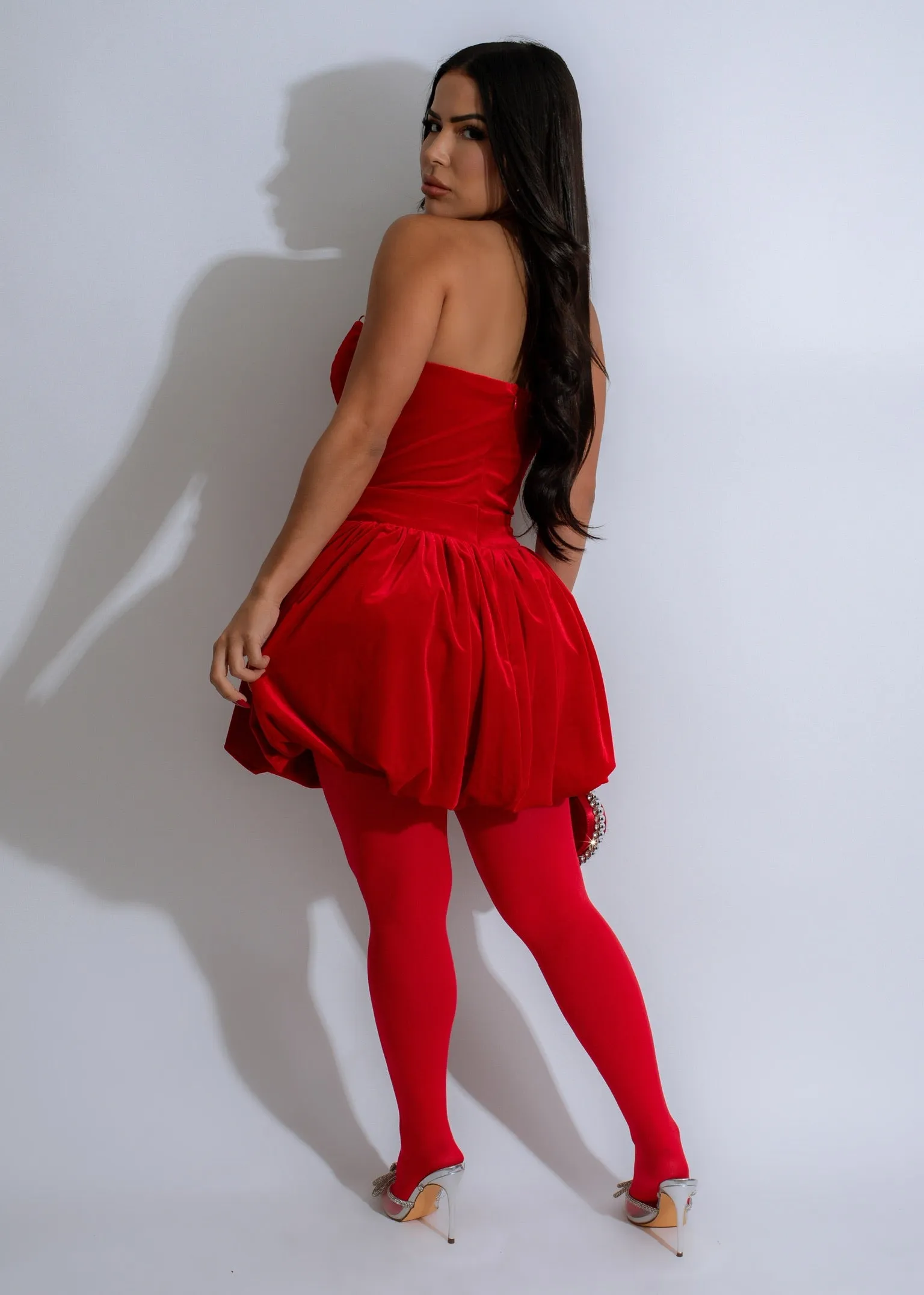 Buttercup Velvet Mini Dress Red