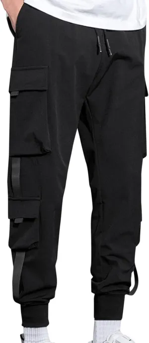 Cargo Pants for Men Relaxed Fit Cargo Sweatpants Elastic Waist Drawstring Athletic Trousers Casual Baggy Jogger Pants