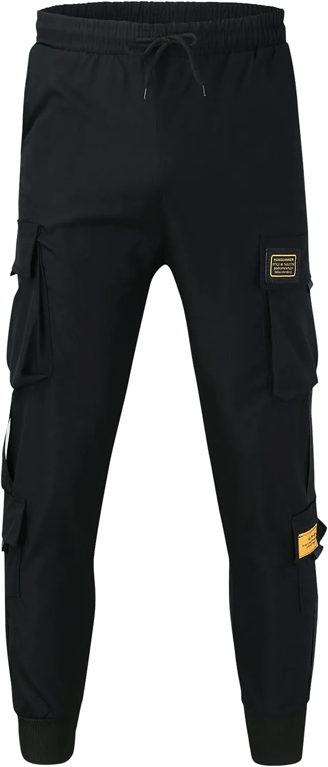 Cargo Pants for Men Relaxed Fit Cargo Sweatpants Elastic Waist Drawstring Athletic Trousers Casual Baggy Jogger Pants