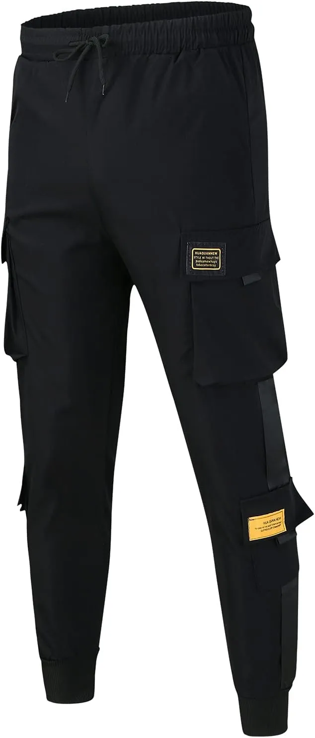 Cargo Pants for Men Relaxed Fit Cargo Sweatpants Elastic Waist Drawstring Athletic Trousers Casual Baggy Jogger Pants