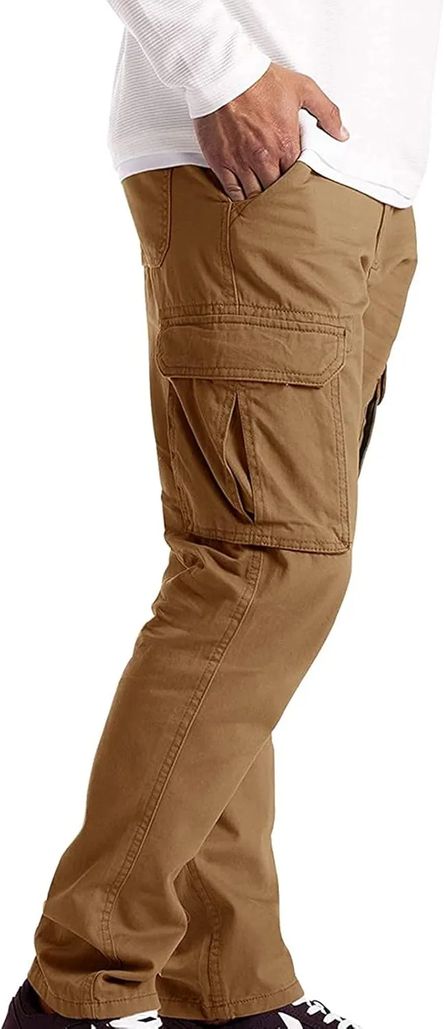 Cargo Pants for Men Relaxed Fit Pants Mens Cargo Sweatpants Heavyweight Fleece Jogger Pants Drawstring Sports Workout