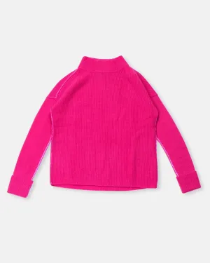 Cashmere Shaker Pullover - Fuchsia
