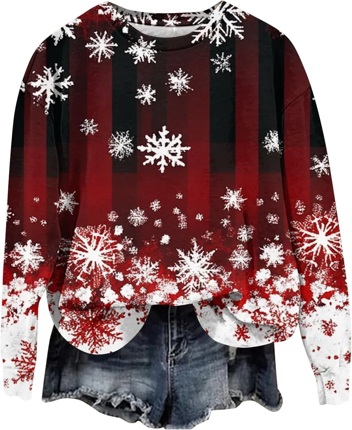 Christmas Sweatshirts For Women 2024 Santa Pullover Crewneck Long Sleeve Tops Loose Fit Fall Winter Clothes