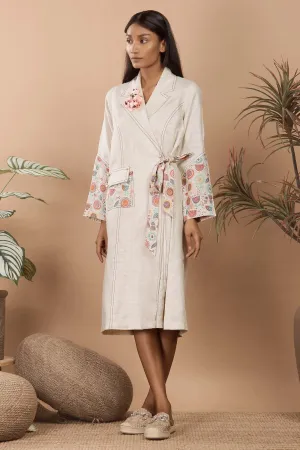Cream Linen Trench Coat & Belt