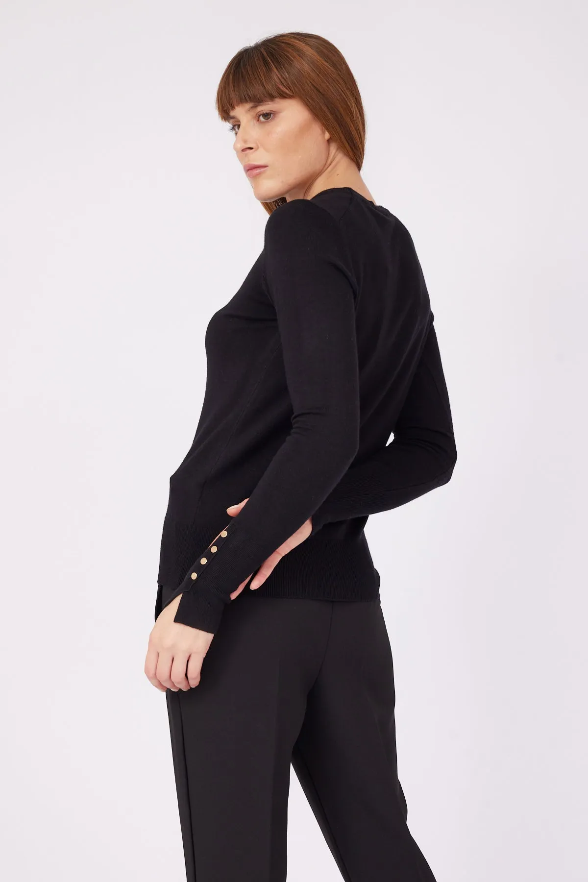 Crew Neck Sleeve Detail Knitwear