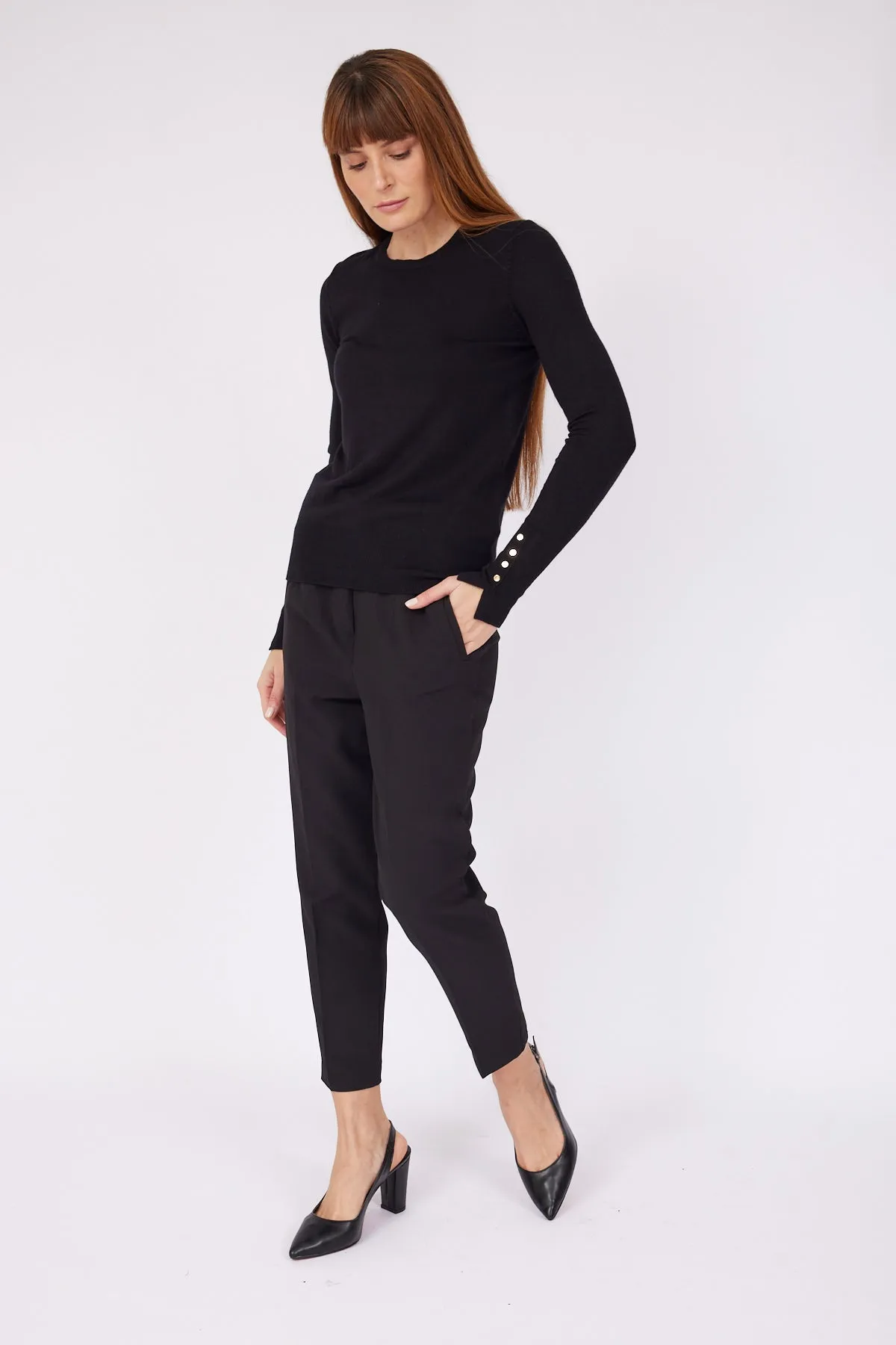 Crew Neck Sleeve Detail Knitwear