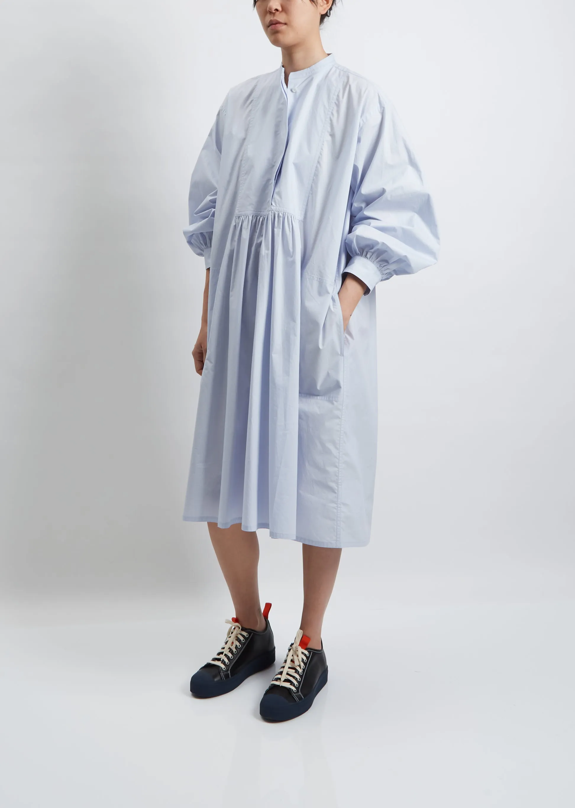 Decatina Puff Sleeve Dress — Ice Blue