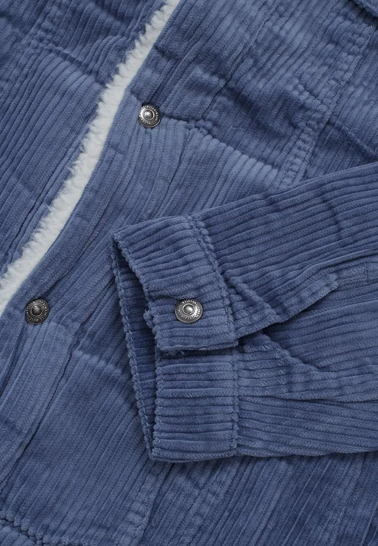 EMPIRE CORDUROY BLUE TRUCKER SHERPA JACKET
