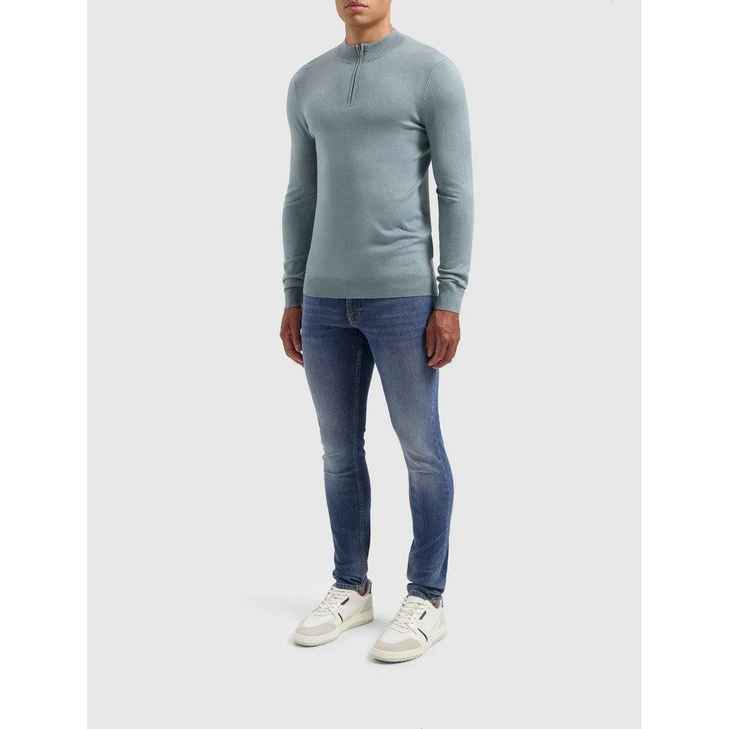 Essential Knitwear Halfzip Sweater Blue Grey