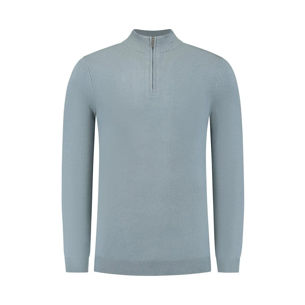 Essential Knitwear Halfzip Sweater Blue Grey