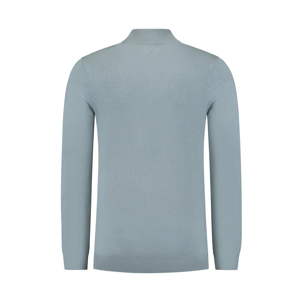 Essential Knitwear Halfzip Sweater Blue Grey