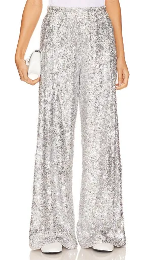 Essentiel Antwerp Fences Sequin Pants in Metallic Silver