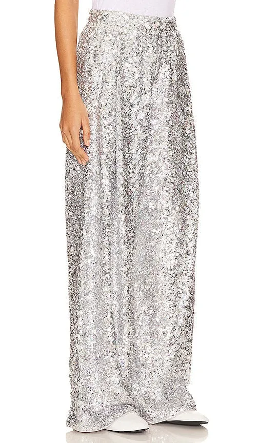 Essentiel Antwerp Fences Sequin Pants in Metallic Silver