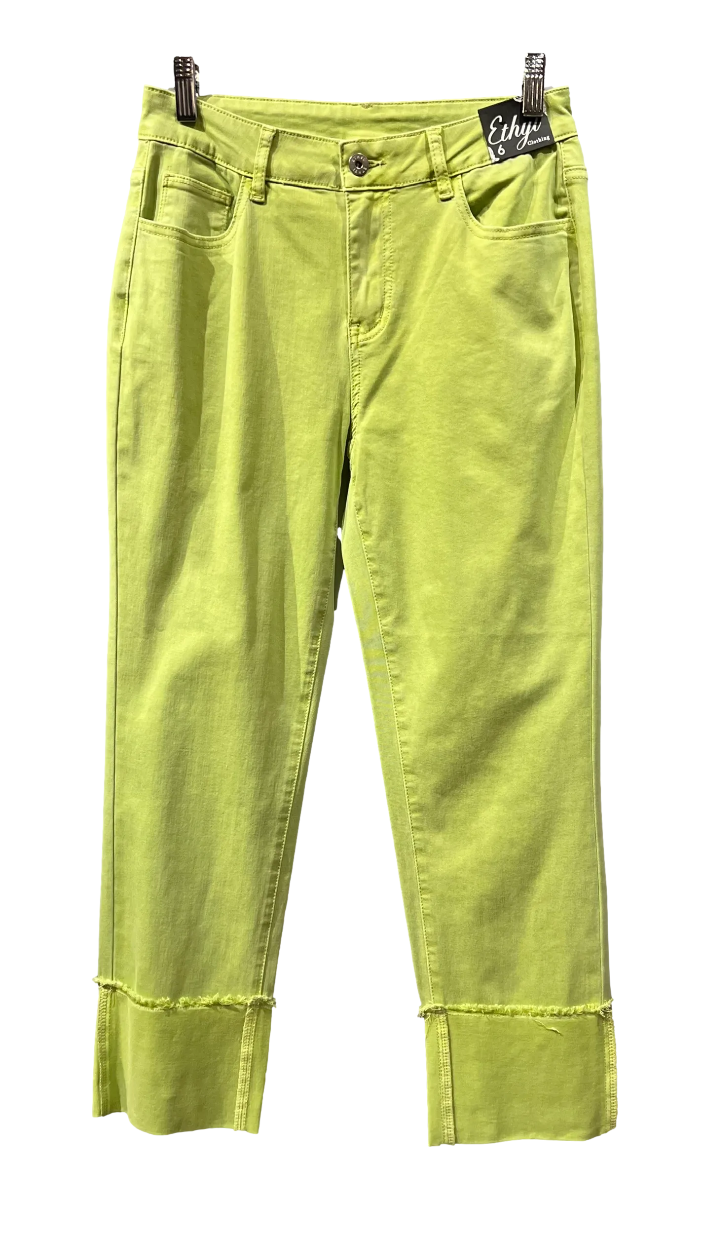 Ethyl Z531 Moss Zipper Capri Cuffed Pants