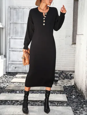 Fashion Button Knitwear Dress
