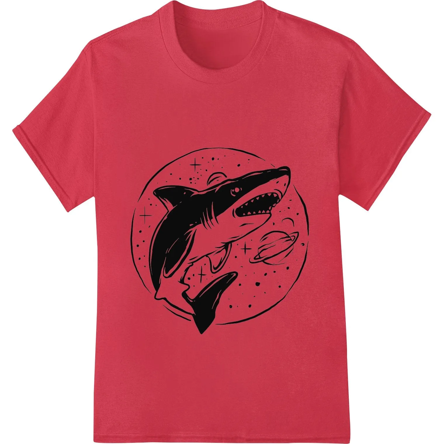 Ferocious Shark Baring Razor-Sharp Teeth B&W Illustration