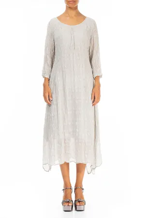 Flowy Tie Up Cream Textured Silk Dress