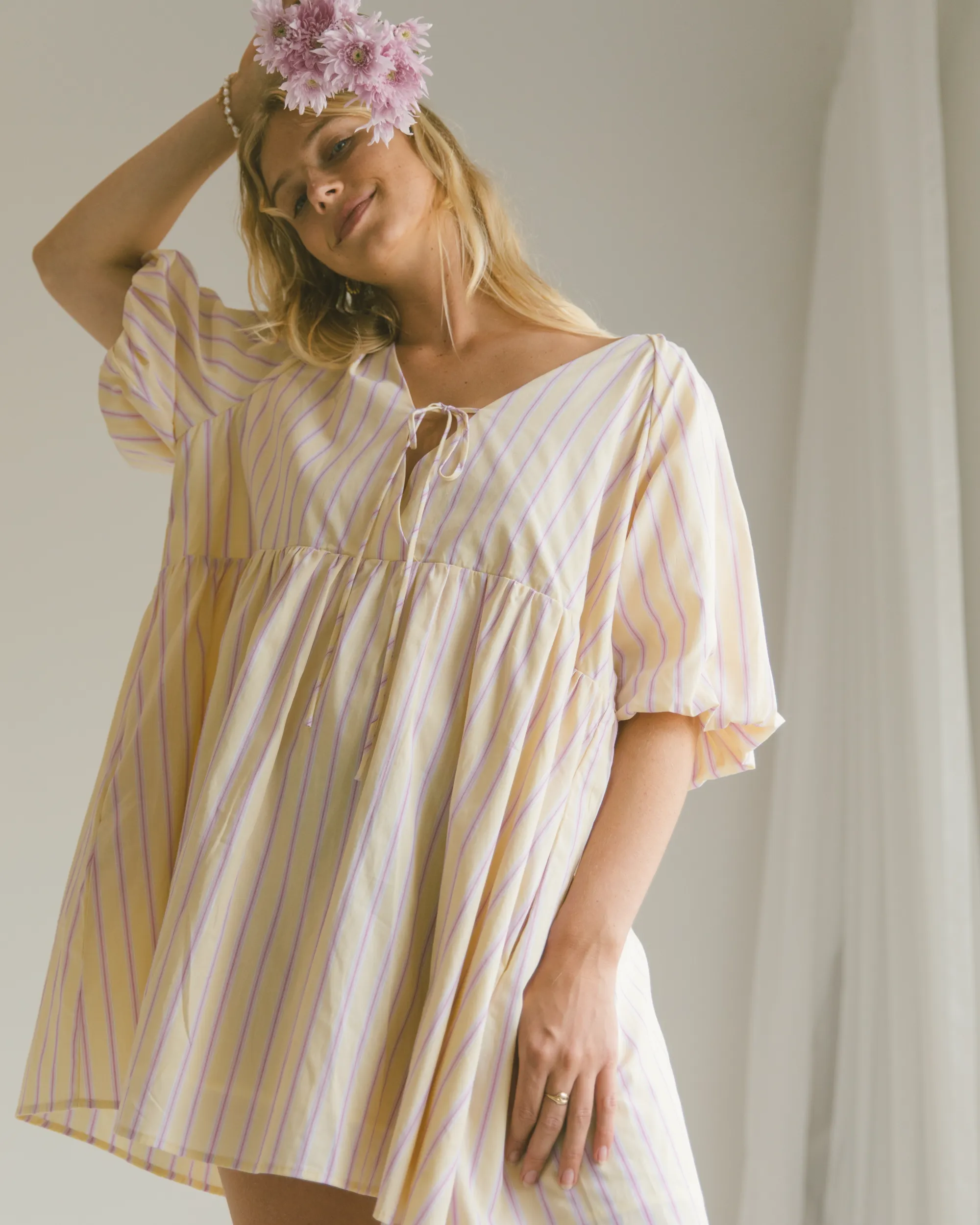 Frankie Dress | Yellow & Purple Stripe