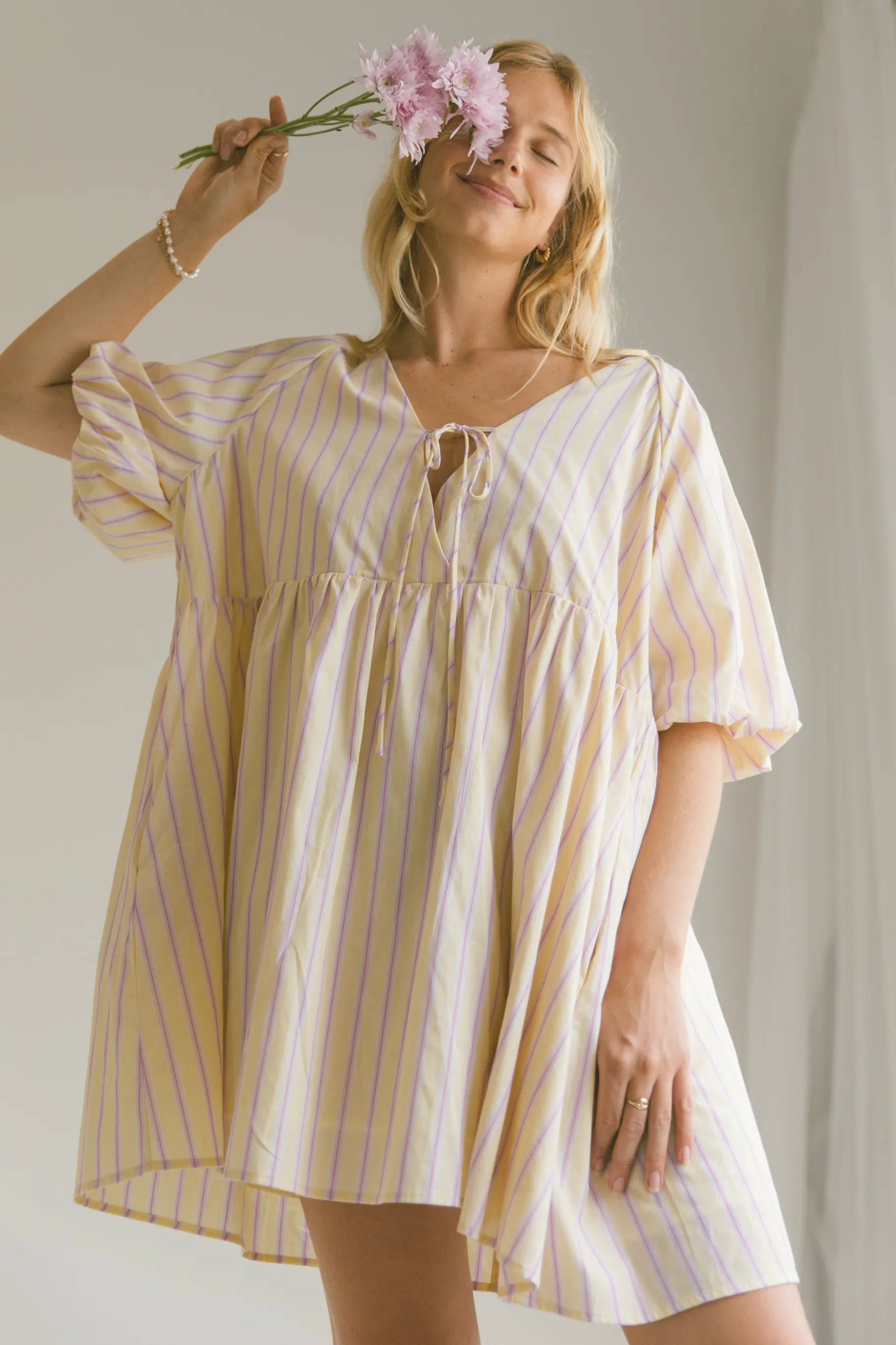 Frankie Dress | Yellow & Purple Stripe