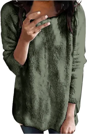 GIERIDUC Women's Oversized Sweaters 2024 Fall Fuzzy Warm Long Pullover Pockets Crewneck Long Sleeve Tunic Tops for Leggings