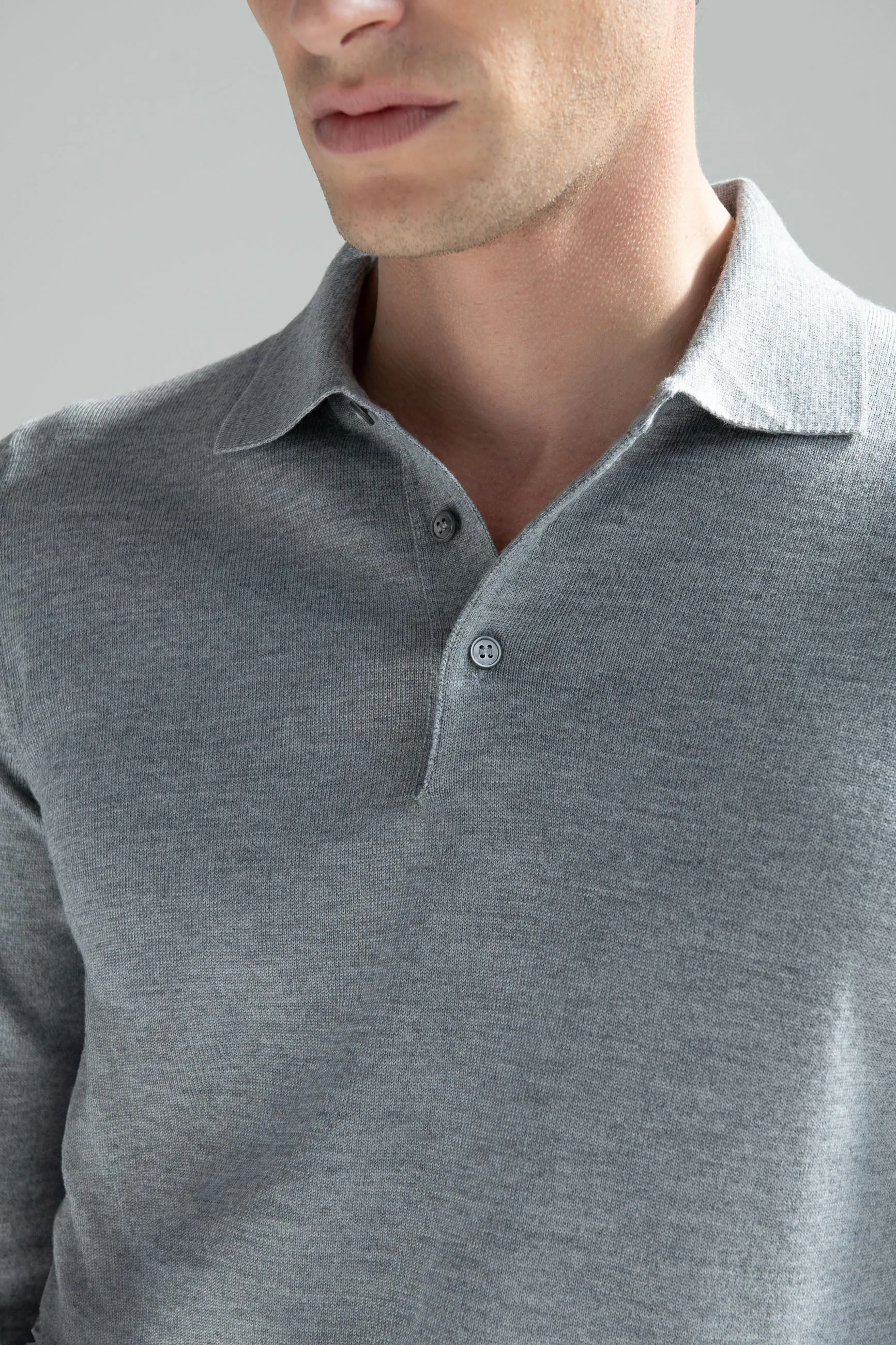Grey Merino polo  Made in Italy