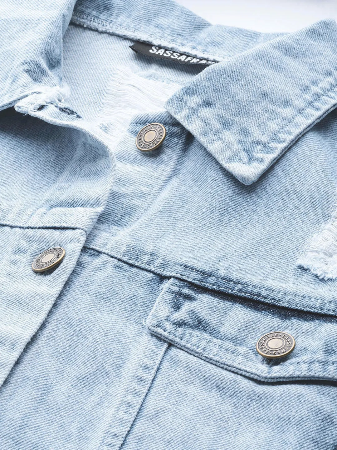 Ice Blue Distress Look Denim Jacket