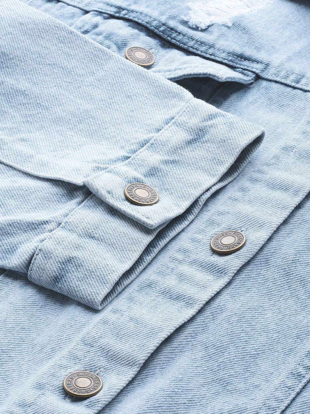 Ice Blue Distress Look Denim Jacket