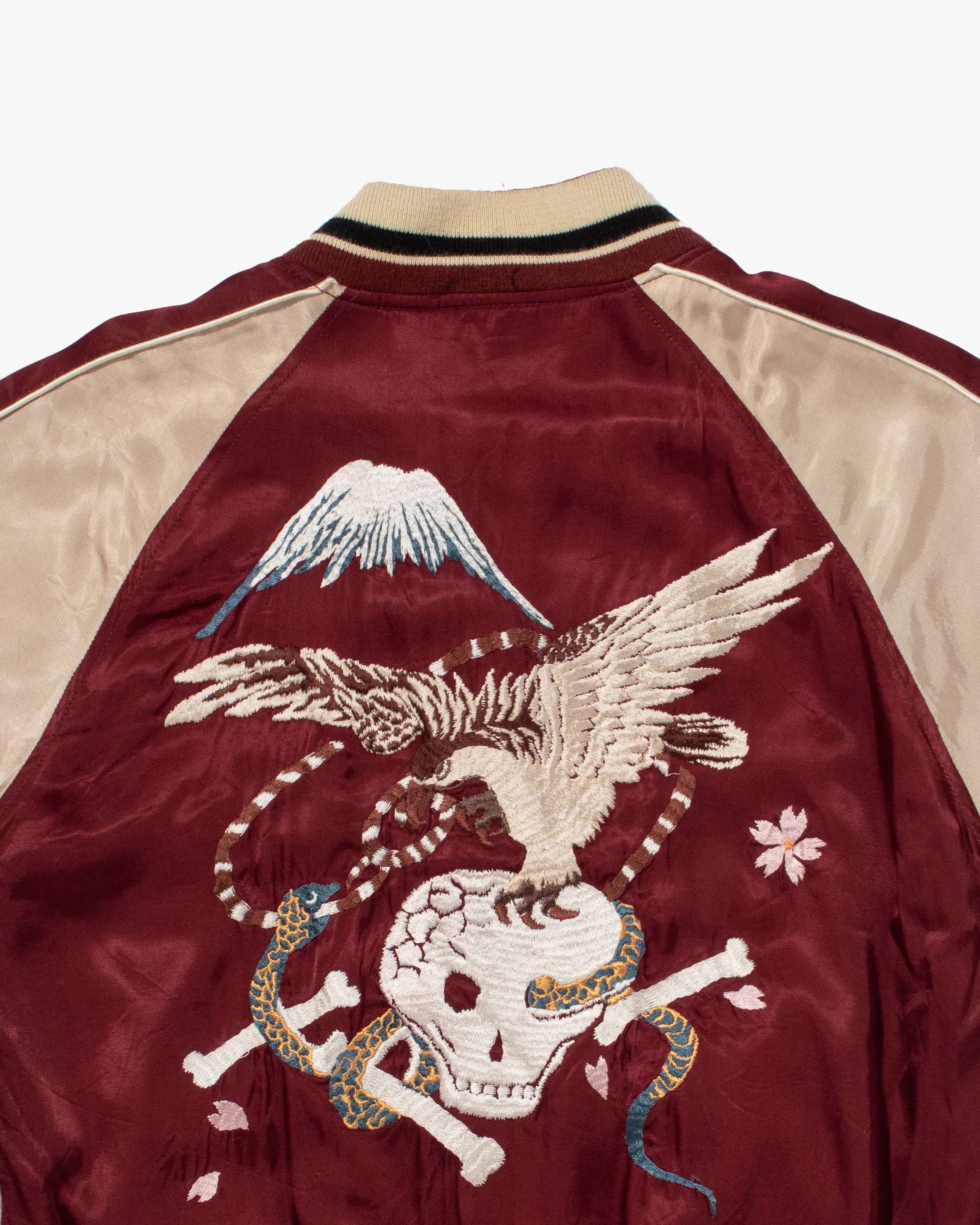 Japanese Repro Souvenir Jacket, Houston Brand, Burgundy Skulls - S