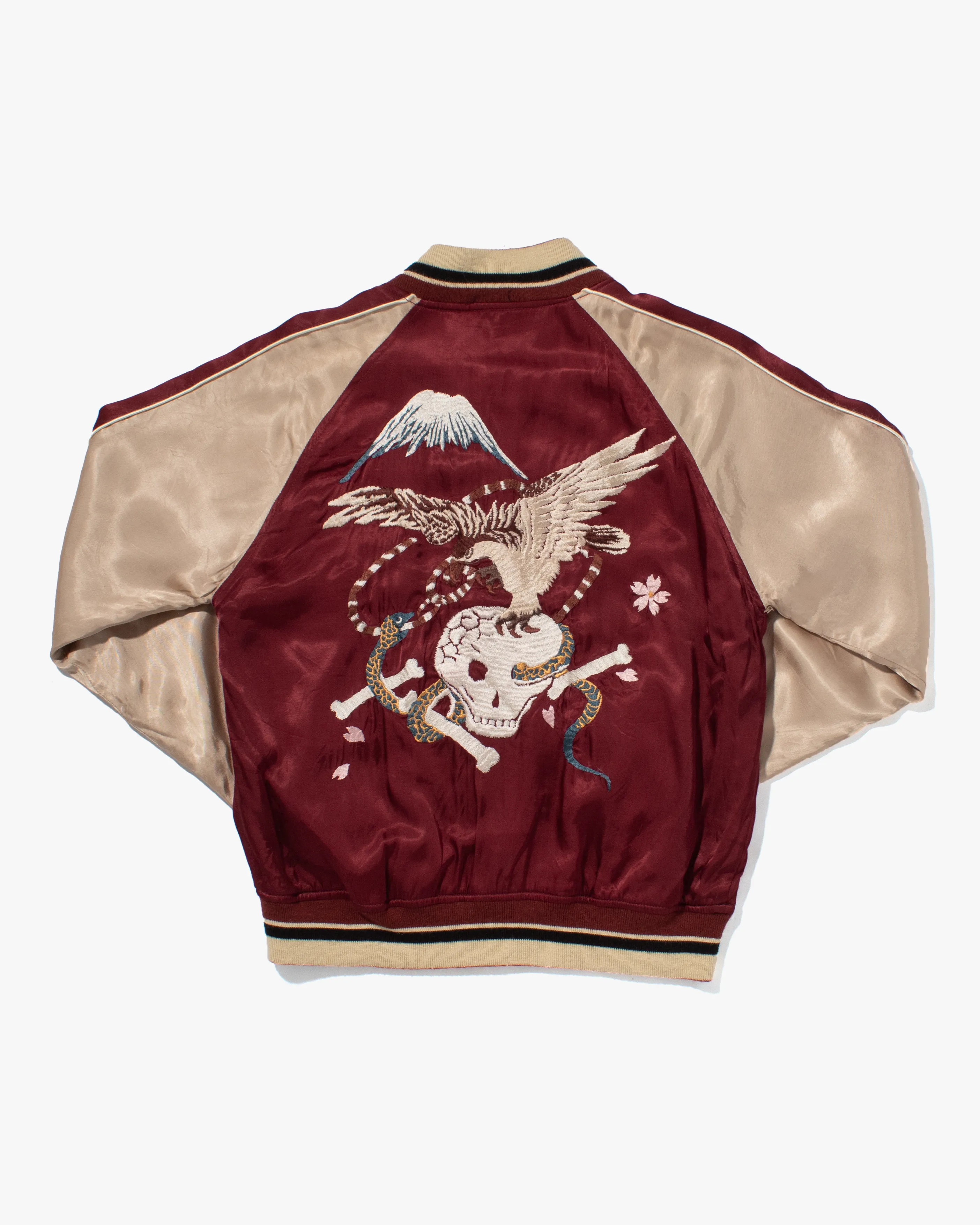 Japanese Repro Souvenir Jacket, Houston Brand, Burgundy Skulls - S