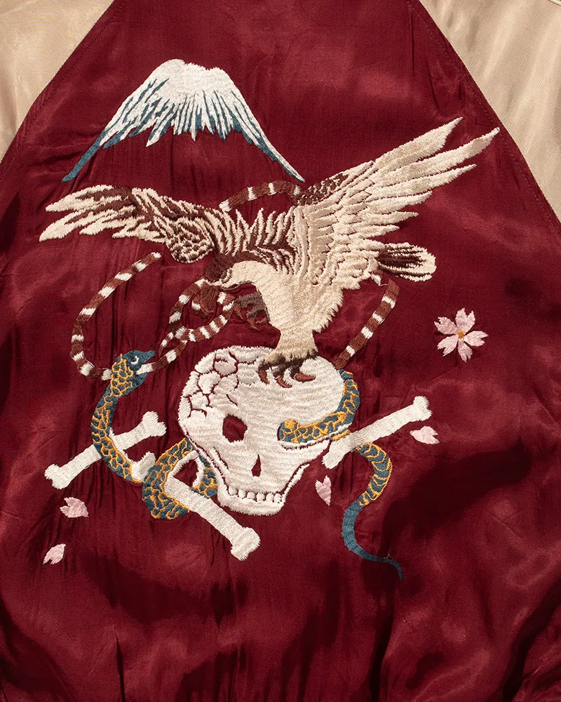 Japanese Repro Souvenir Jacket, Houston Brand, Burgundy Skulls - S